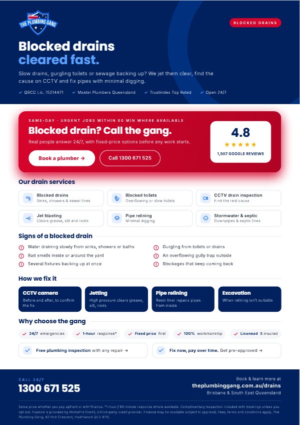 Preview of The Plumbing Gang blocked drains flyer