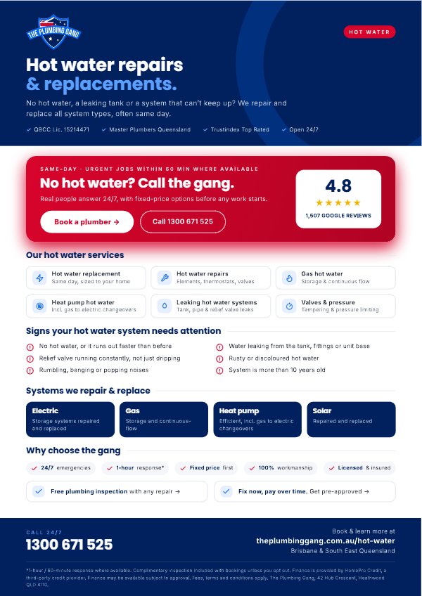 Preview of The Plumbing Gang hot water flyer